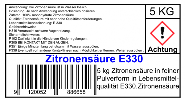 Hörbie Chemie Zitronensäure E330 5 KG